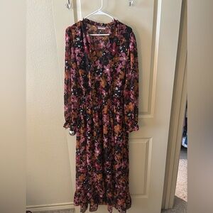 Women’s Size 16 Floral Maxi Dress -witchy, bohemian, moody, cottagecore, coastal